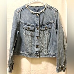 Chaps Light Blue Denim Jacket with Frayed Edge